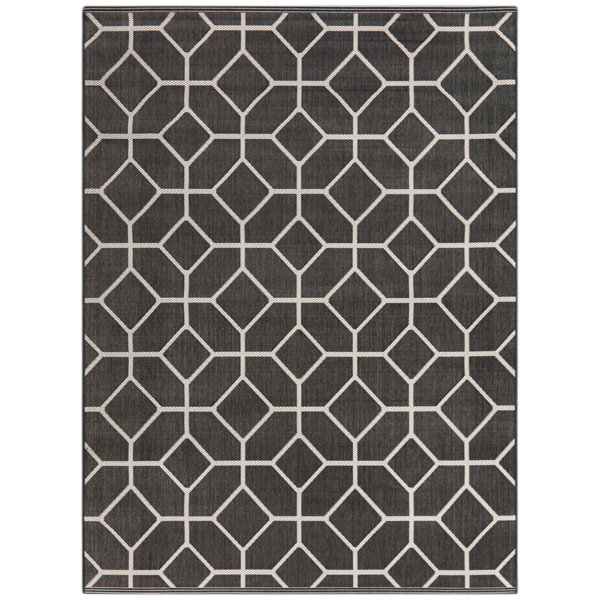 Corrigan Studio® Aronne Geometric Indoor / Outdoor Black/White Area Rug